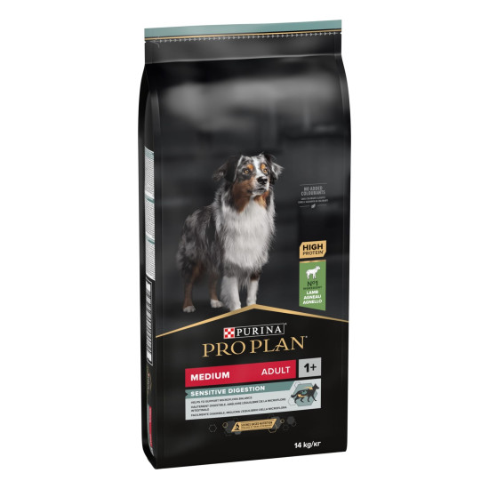 Purina Pro Plan Dog Medium Adult Digestion – Hrană Uscată pentru Câini Adulți de Talie Medie cu Miel – 10 kg